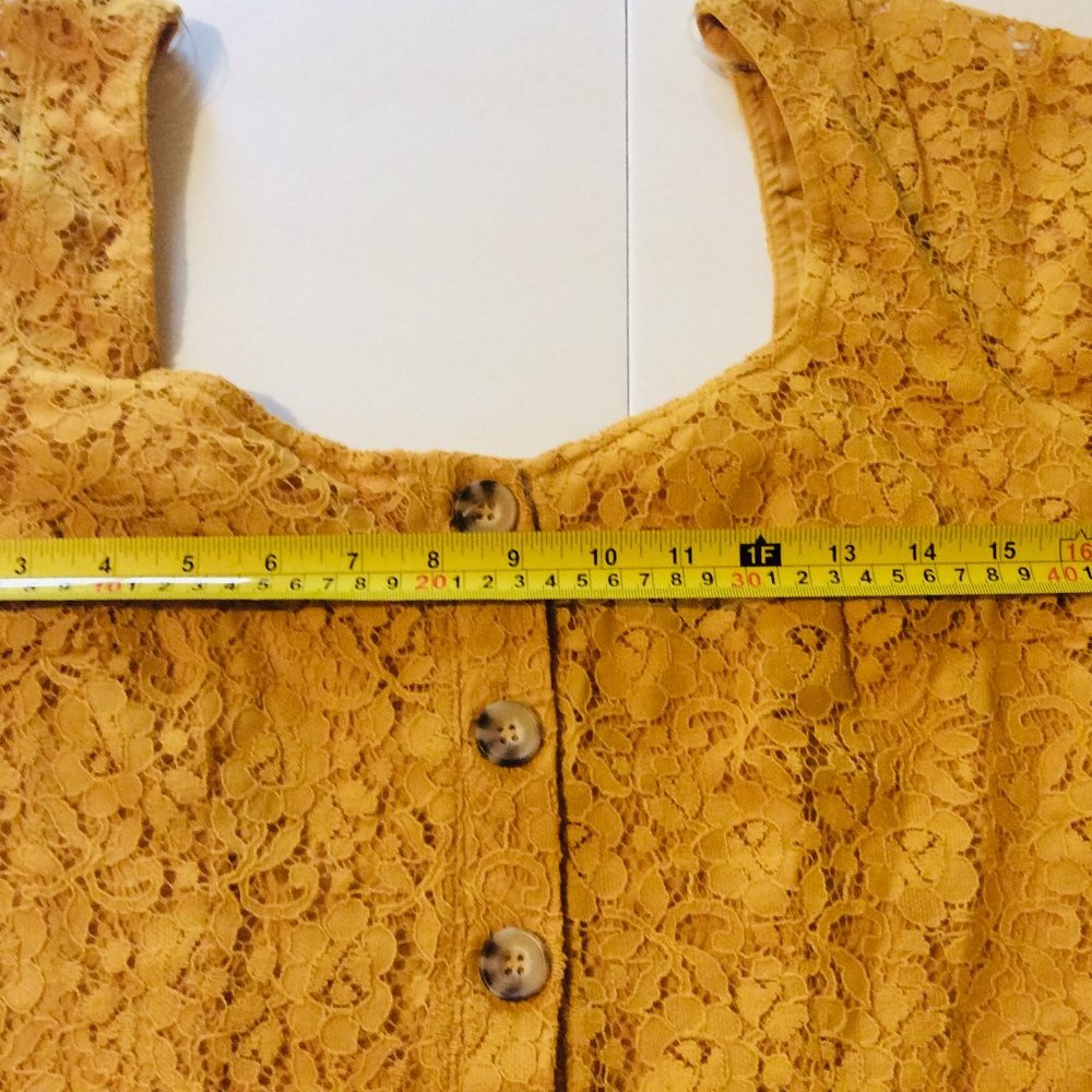 New Trixxi Mustard Lace Button Up Dress X-Large - Picture 4 of 5